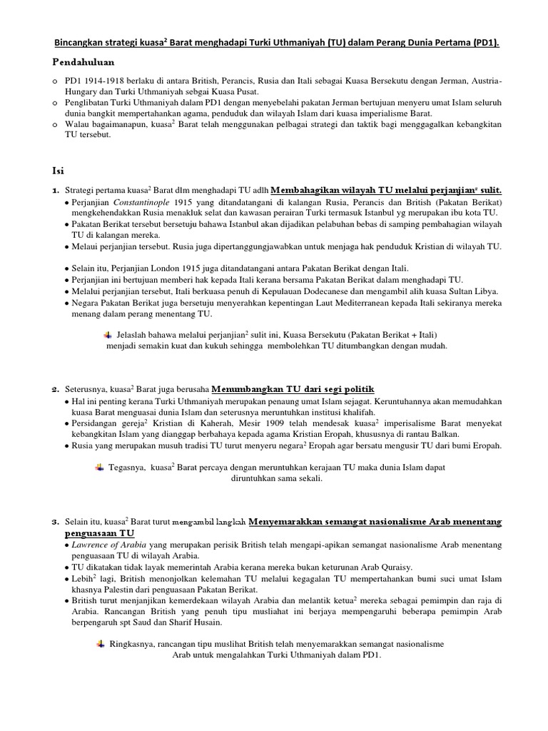 Bincangkan Strategi Kuasa2 Barat Menghadapi Turki Uthmaniyah Pdf
