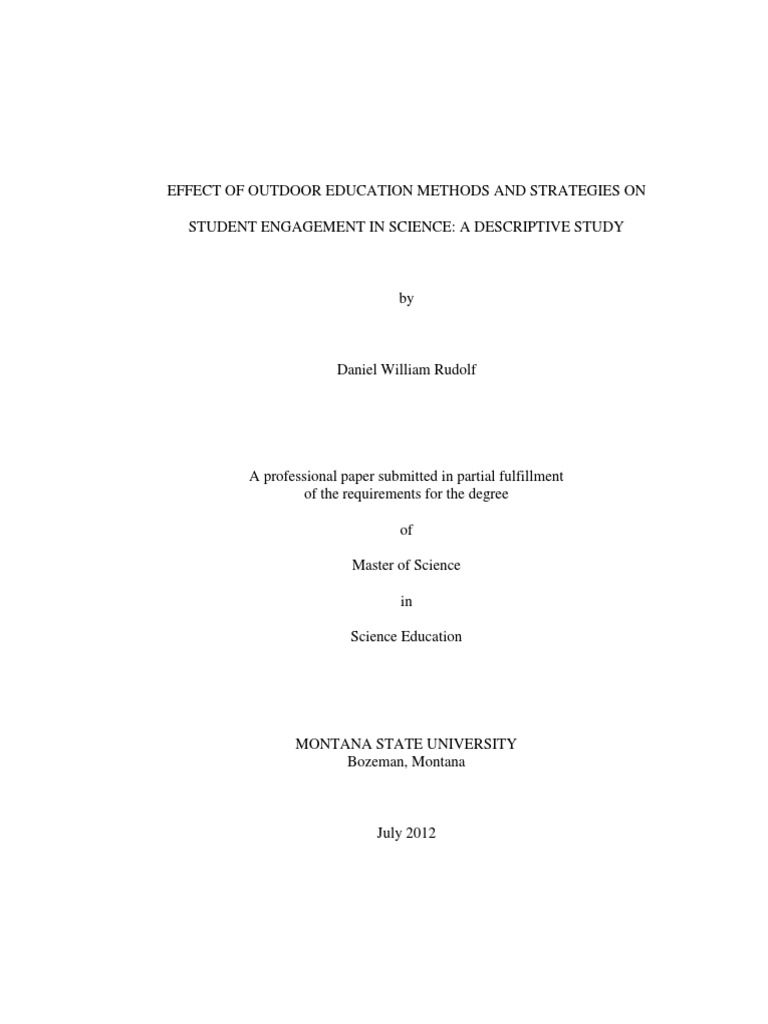 Effect of Outdoor Education Methods and Strategies On Student