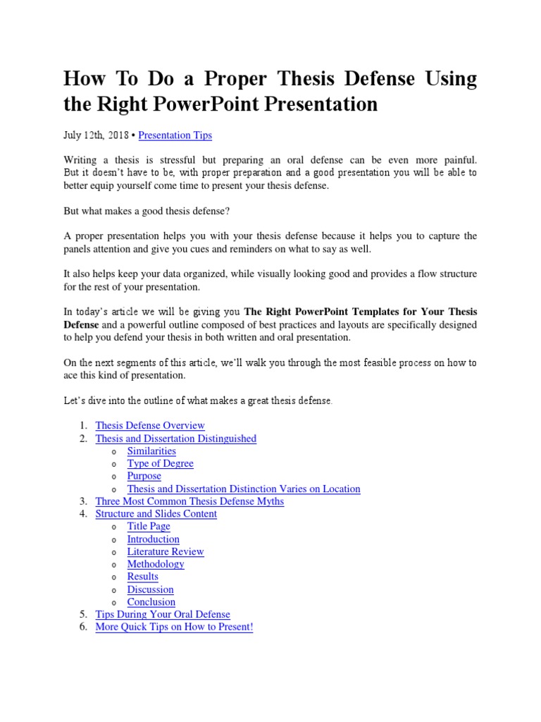 how to do a proper thesis defense using the right powerpoint presentation