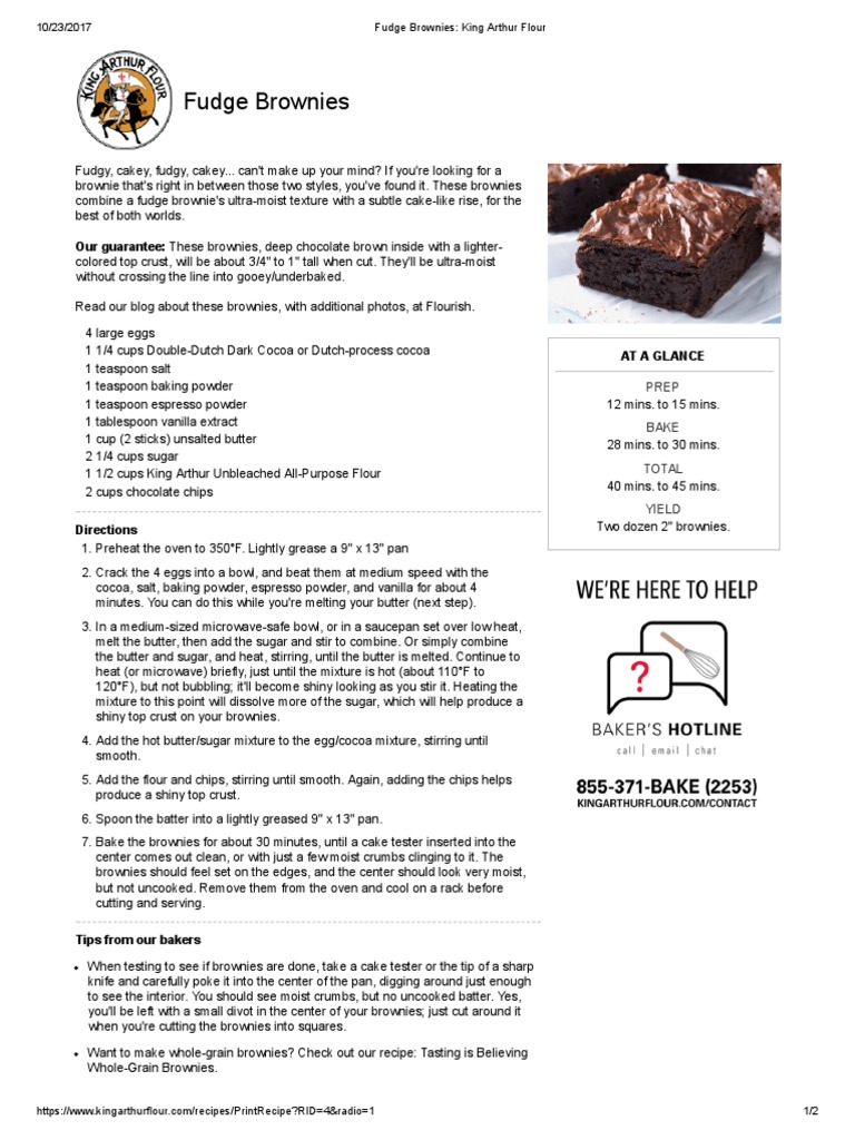Fudge Brownies King Arthur Flour PDF Chocolate Brownie Breads