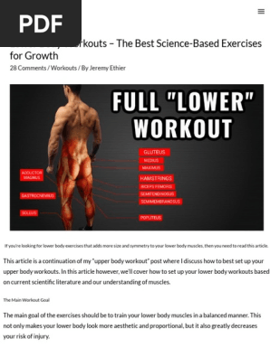 Lower Body Workout Jeremy Ethier - WorkoutWalls