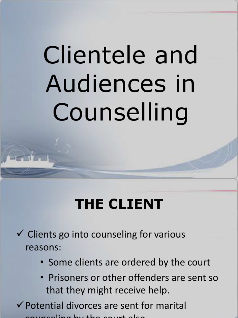 Types of Counseling Clientele | PDF | Psychotherapy | Neuroscience