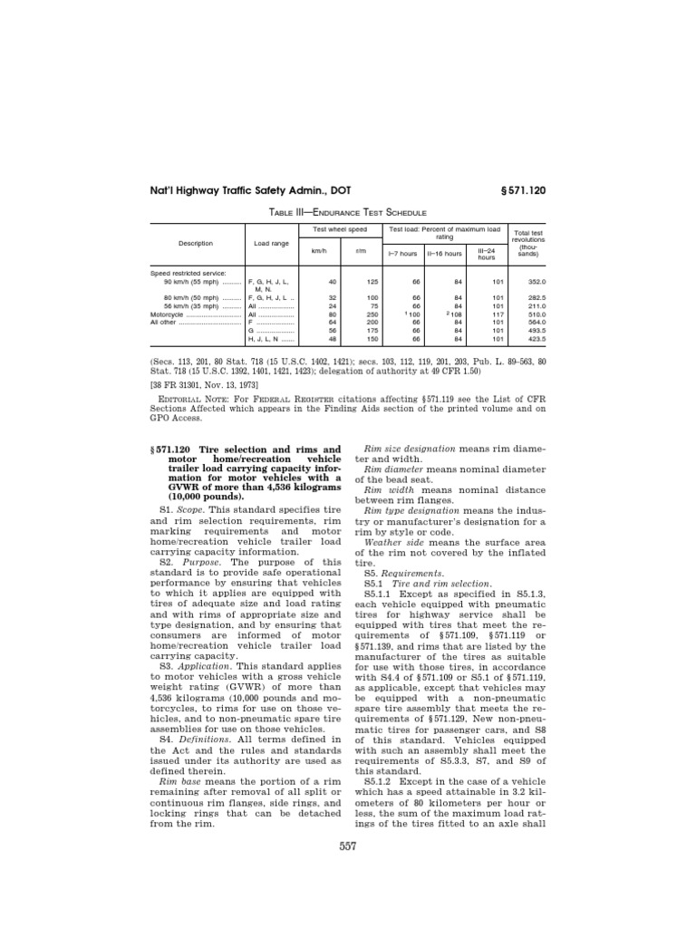 NHTSA－FMVSS 120 Tire Vehicle Technology