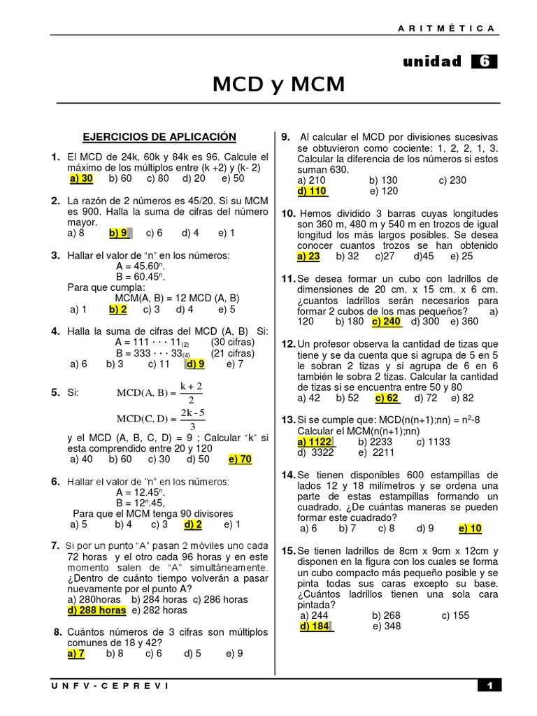 Mcd Mcm Teoria De Los Numeros Matematicas Discretas
