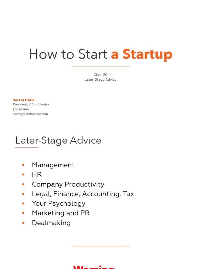 How To Start A Startup PDF Vesting Stocks