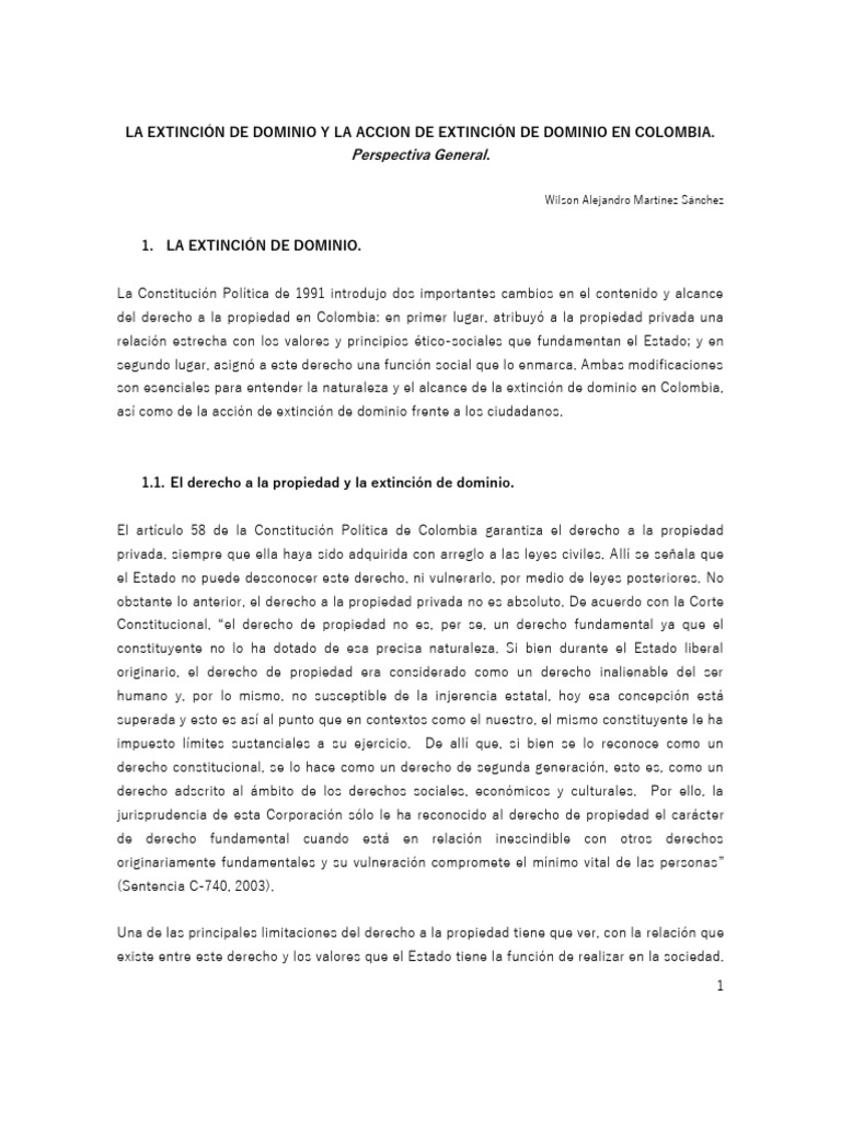 La Extinción de Dominio y La Accion de Extinción de Dominio | PDF ...