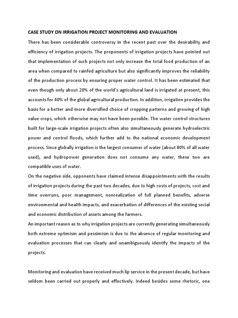 Water Case Study PDF Monitoring And Evaluation Evaluation