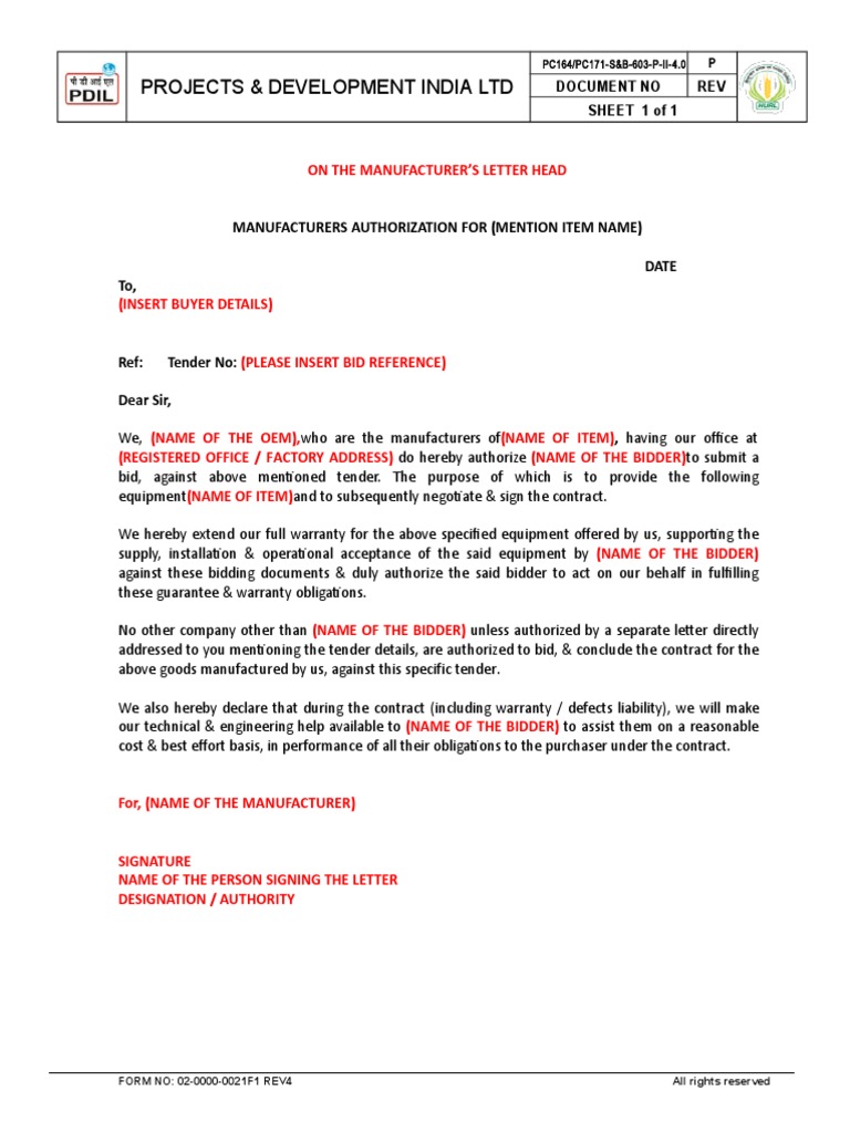 Formate For OEM Certificate PDF Business Law Contract Law
