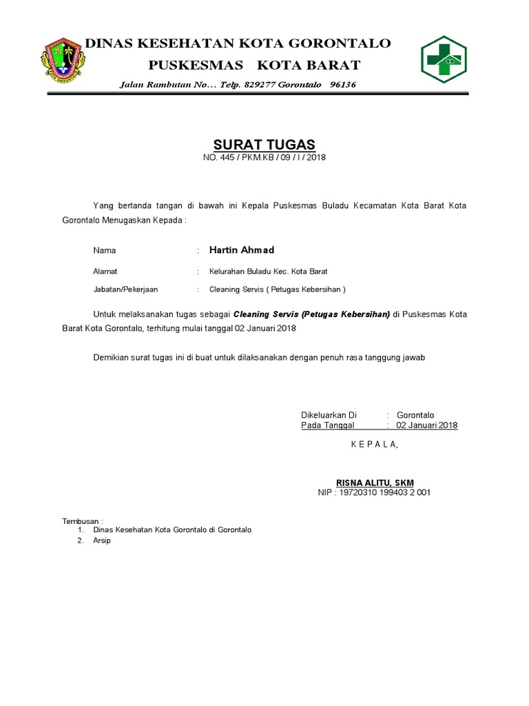 Surat Tugas Cleaning Service PDF