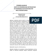 Pembelajaran Qur'An Hadits Di Madrasah Ibtidaiyah Dengan Pendekatan Integratif Multidisipliner