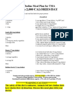 1,800 To 2,000 CALORIES/DAY: Low Choline Meal Plan For TMA