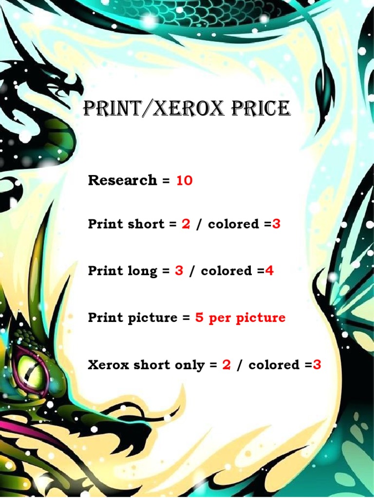 Print and Xerox Pricing Guide | PDF
