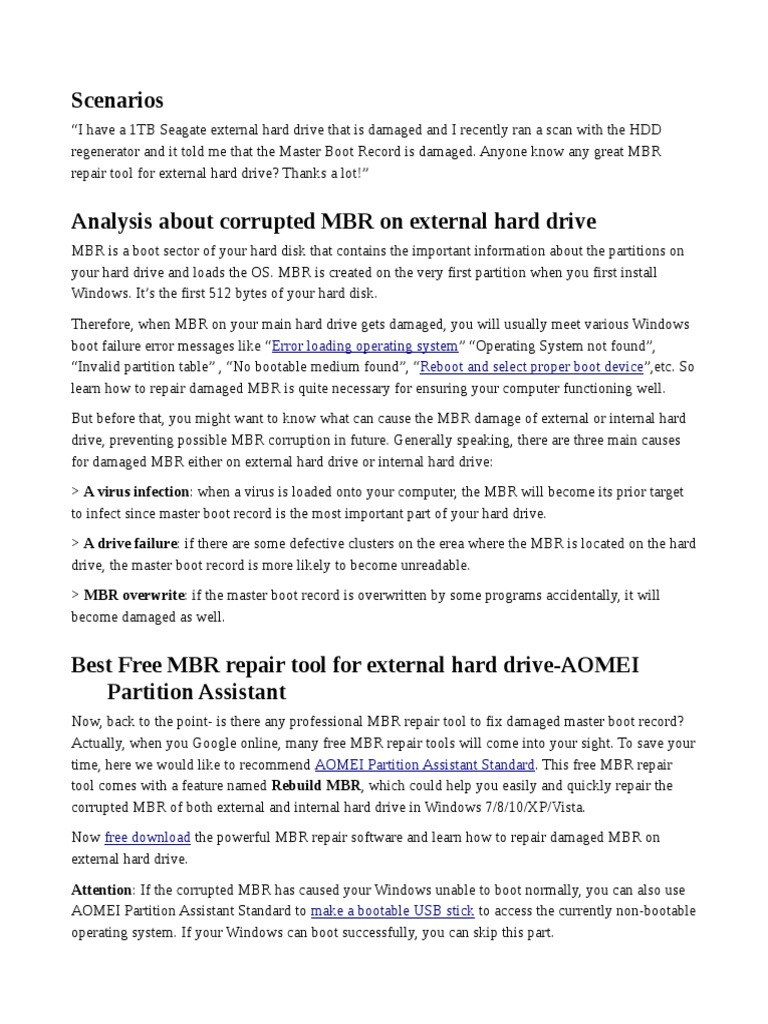 Kako Oporaviti Mbr Booting Hard Disk Drive