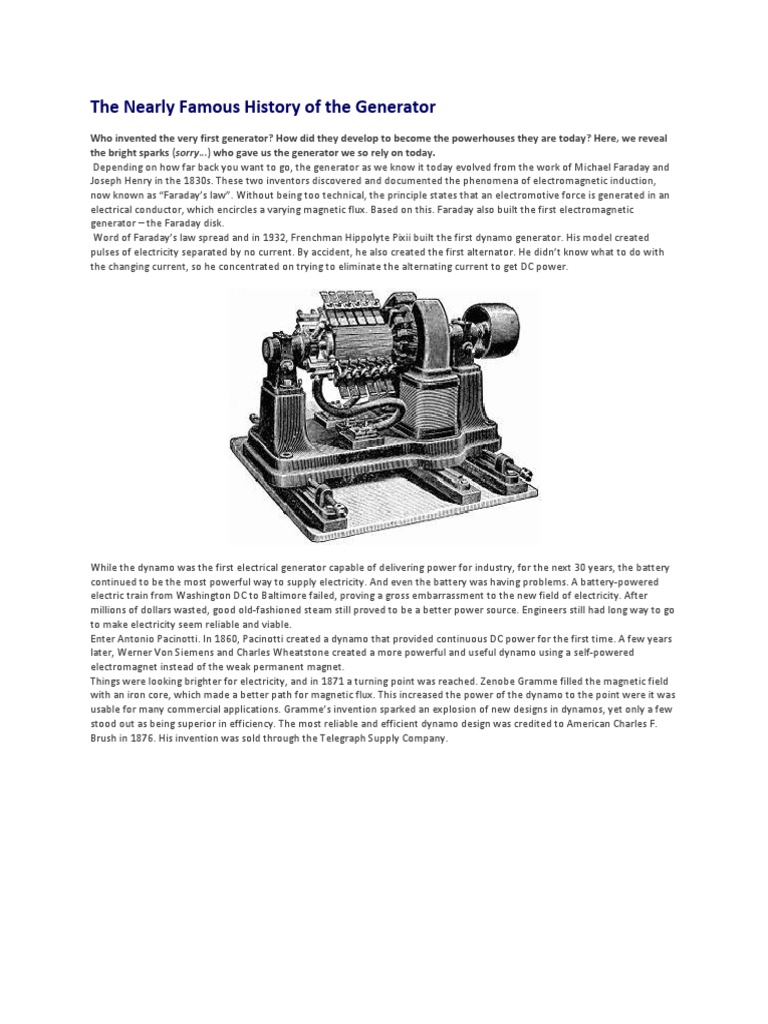 The Nearly Famous History of the Generator Electric Generator