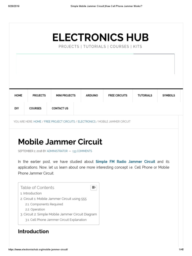 Simple Mobile Jammer Circuit - How Cell Phone Jammer Works | PDF