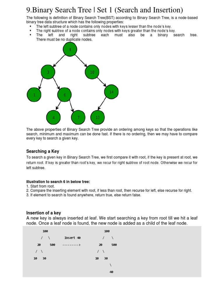 9.binary Search Tree - Set 1 (Search and Insertion) : Searching A Key ...
