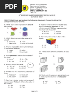 Grade 5 Fourth Quarter Math Test | PDF | Volume | Area