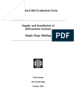 Standard Bid Evaluation Form: Trial Version The World Bank October 2004