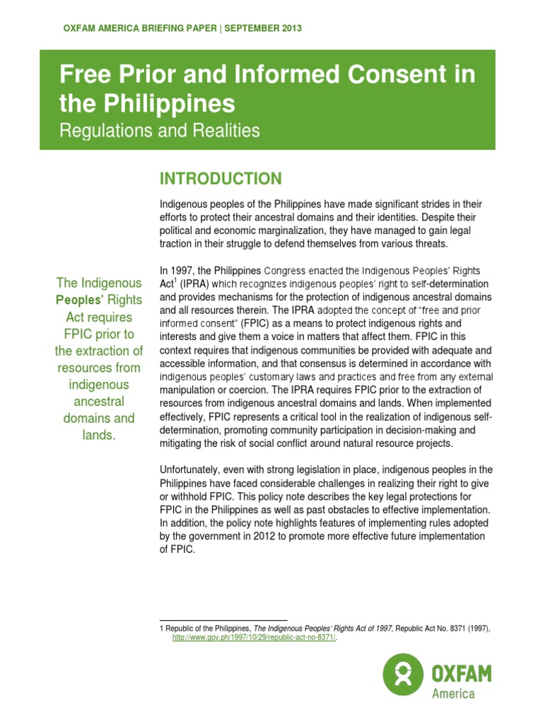 FPIC and Indigenous Rights in the Philippines | PDF | Indigenous ...