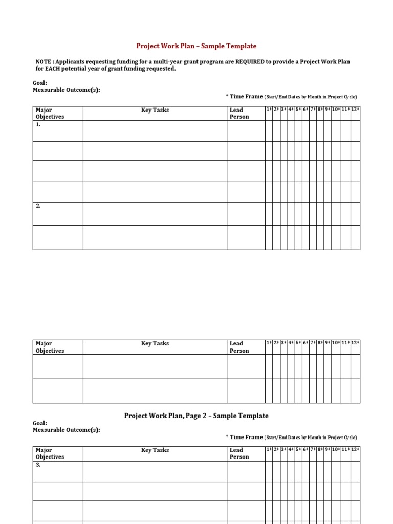 Project Work Plan Template for Grants | PDF
