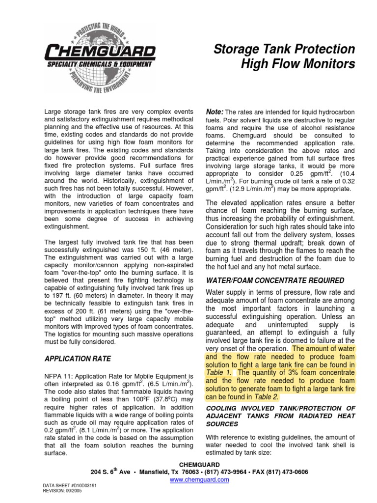High Flow Foam Monitors for Tank Fires | PDF | Fires | Flow Measurement