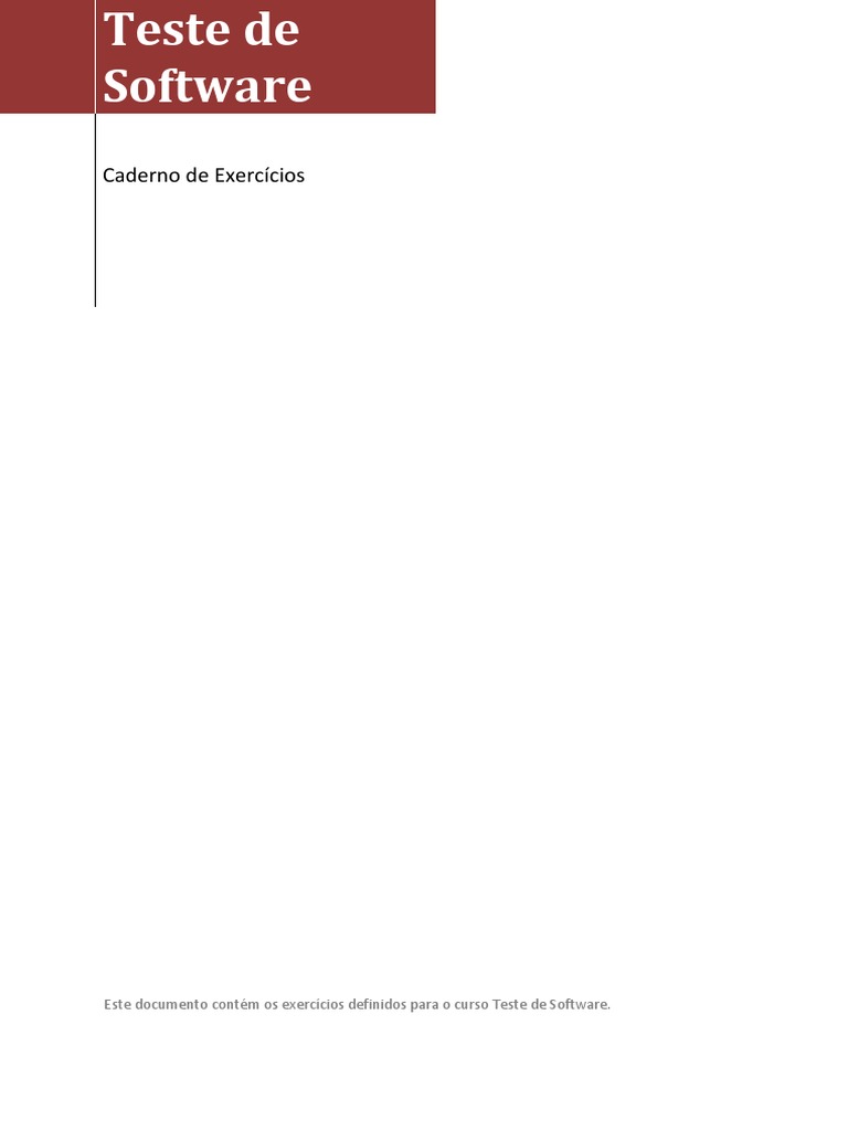 Teste de Software Exerc Cios | PDF | Testes de software | Engenharia de ...