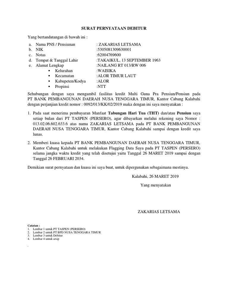 Surat Pernyataan Debitur Flagging Penanggung Pajak tidak memenuhi ketentuan sebagaimana tercantum dalam keputusan persetujuan angsuran atau penundaan pembayaran pajak.