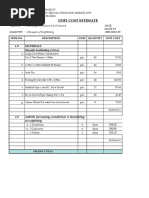 Unit Cost Estimate: 1.0 Materials