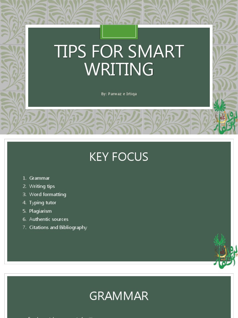 Tips For Smart Writing: By: Parwaz e Irtiqa | PDF | Editing | Citation