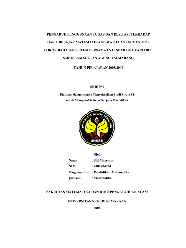 Pengaruh Penggunaan Resitasi Dan Tugas Pada Hasil Belajar Matematika | PDF