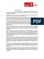 Carta de Pedro Sánchez A La Militancia Del PSOE