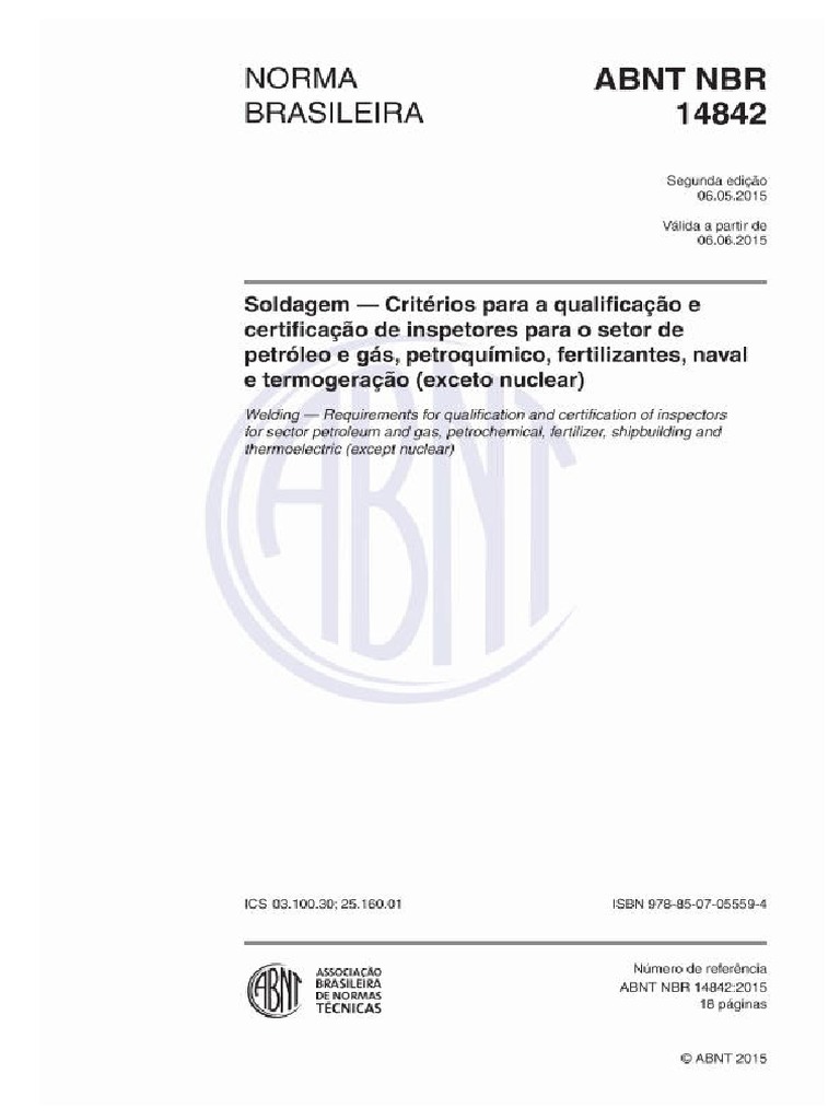 NBR 14842 2015 Soldagem PDF | PDF