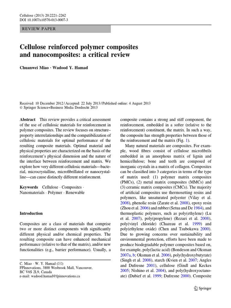 Cellulose Reinforced Polymer Composites and Nanocomposites: A Critical ...