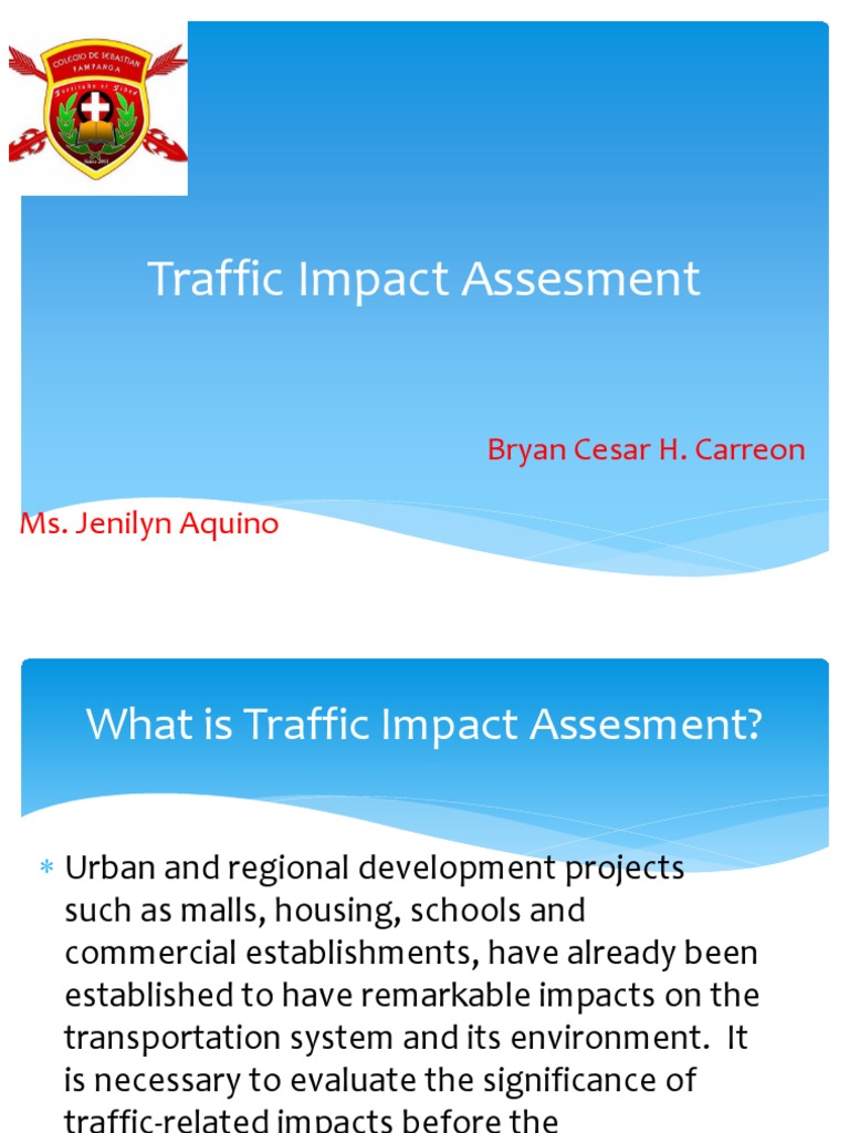 Traffic Impact Assessment Overview | PDF | Environmental Impact ...