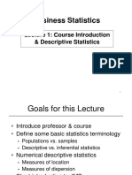 Business Statistics: Lecture 1: Course Introduction & Descriptive Statistics