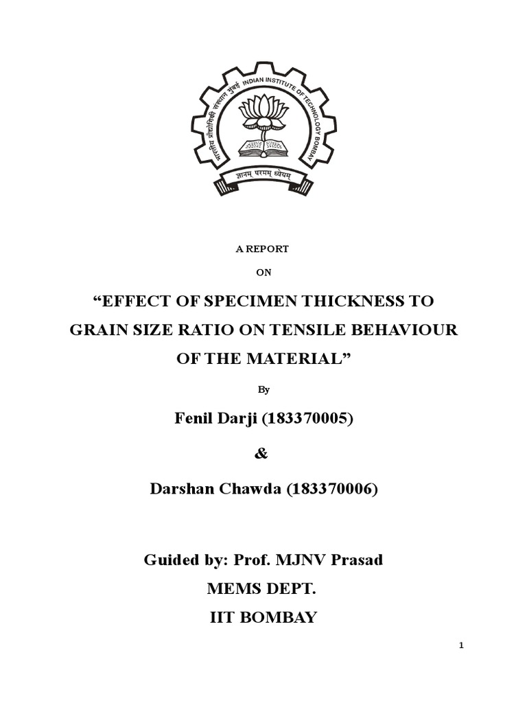 Effect of Specimen Thickness To Grain Size Ratio On Tensile Behavior of ...