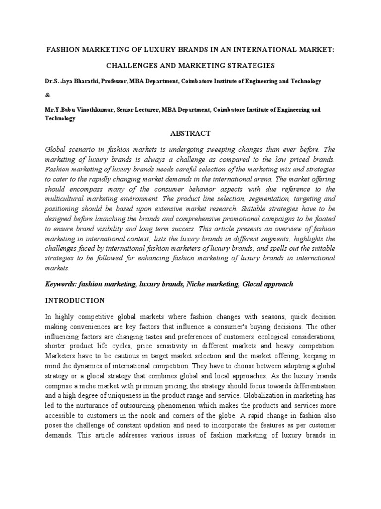 Fashion Marketing of Luxury Brands in An International Market | PDF ...