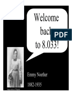 Welcome Back To 8.033!: Emmy Noether 1882-1935