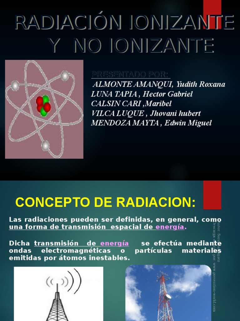 RADIACIONIONIZANTEYNOIONIZANTEppt.pdf Radiación ionizante Radiación