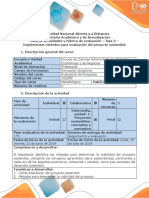 Guía de Actividades y Rúbrica de Evaluación - Fase 2 - Implementar Métodos Para Evaluación Del Proyecto Sostenible