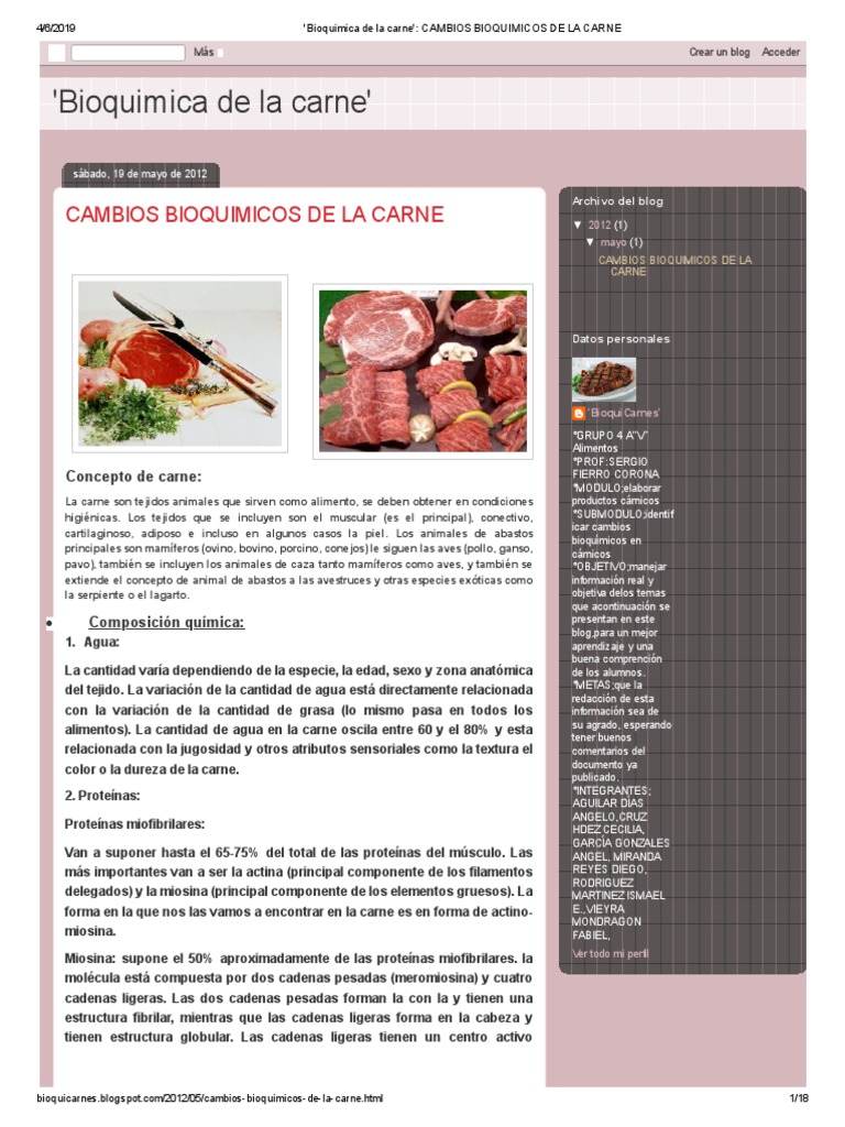 'Bioquimica de La Carne' CAMBIOS BIOQUIMICOS