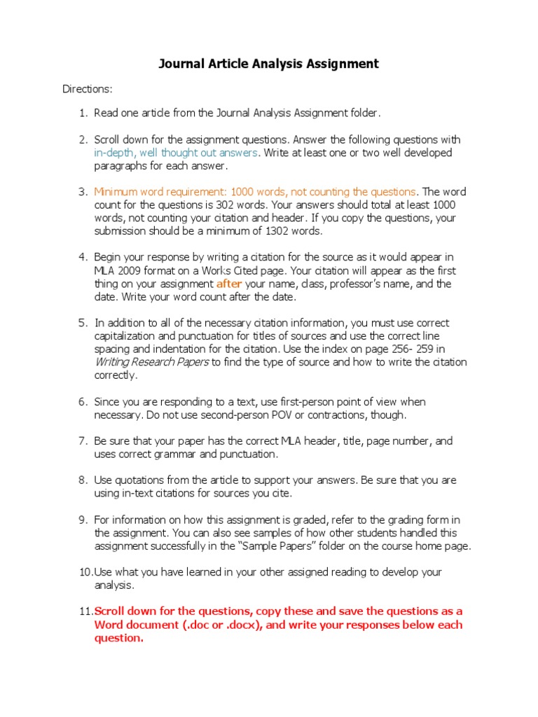 Journal Article Analysis Questions Spring 16 Citation Academic Publishing