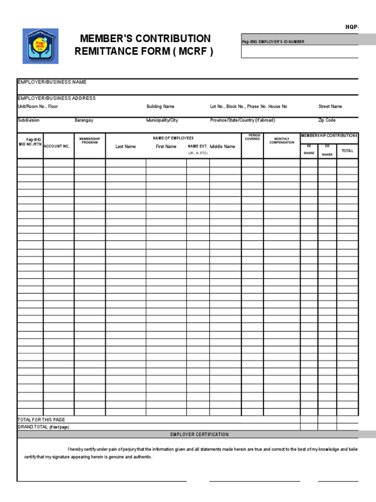 Pag-IBIG Member Contribution Remittance Form | PDF | Business