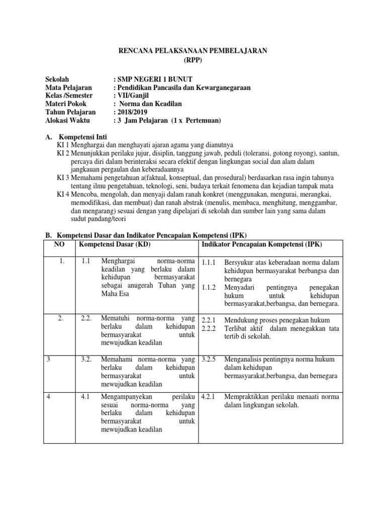 Rpp Norma Dan Keadilan Indikator 3 2 5