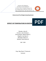 Effect of Temperature in Enzyme Kinetics: Chemical and Food Engineering Department