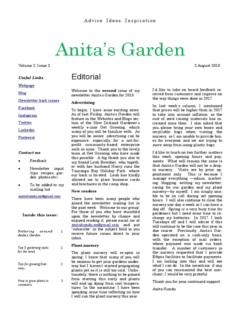Gardening Tips and Tasks Newsletter | PDF | Peach | Trees
