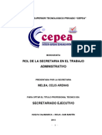 Rol de La Secretaria en El Trabajo Administrativo: Instituto Superior Tecnologico Privado "Cepea"