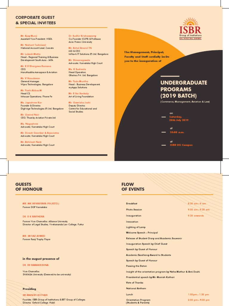 ISBR UG Programs Inauguration 2019 | PDF | Business