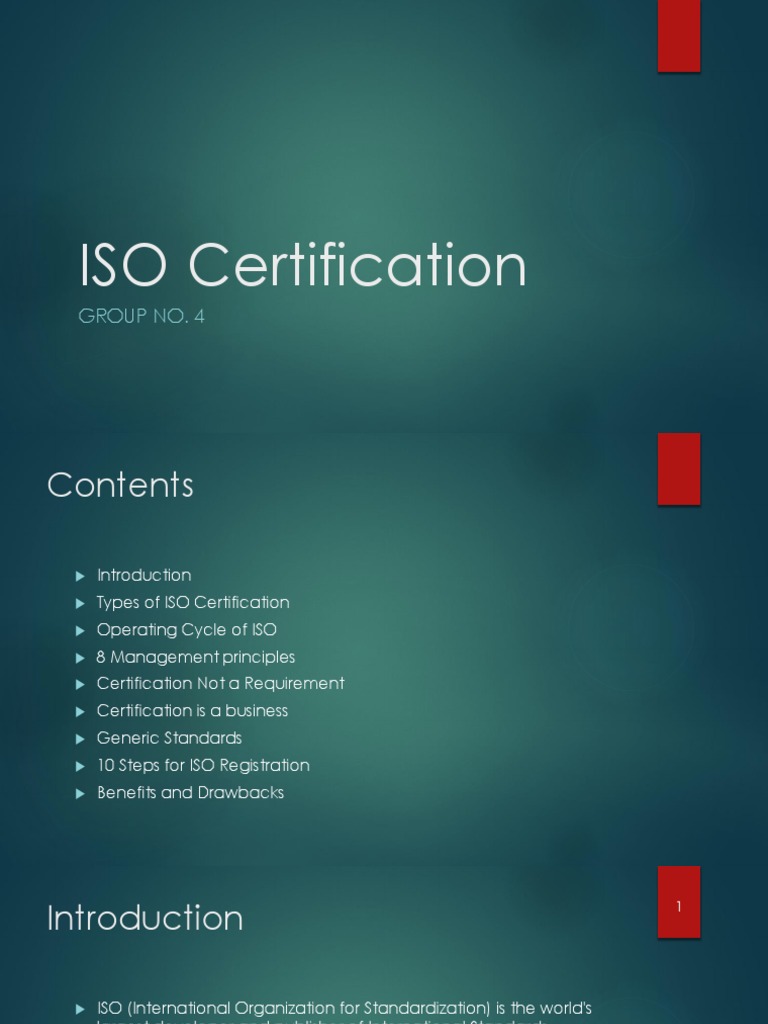 ISO Certification: Group No. 4 | PDF | Iso 9000 | Standardization