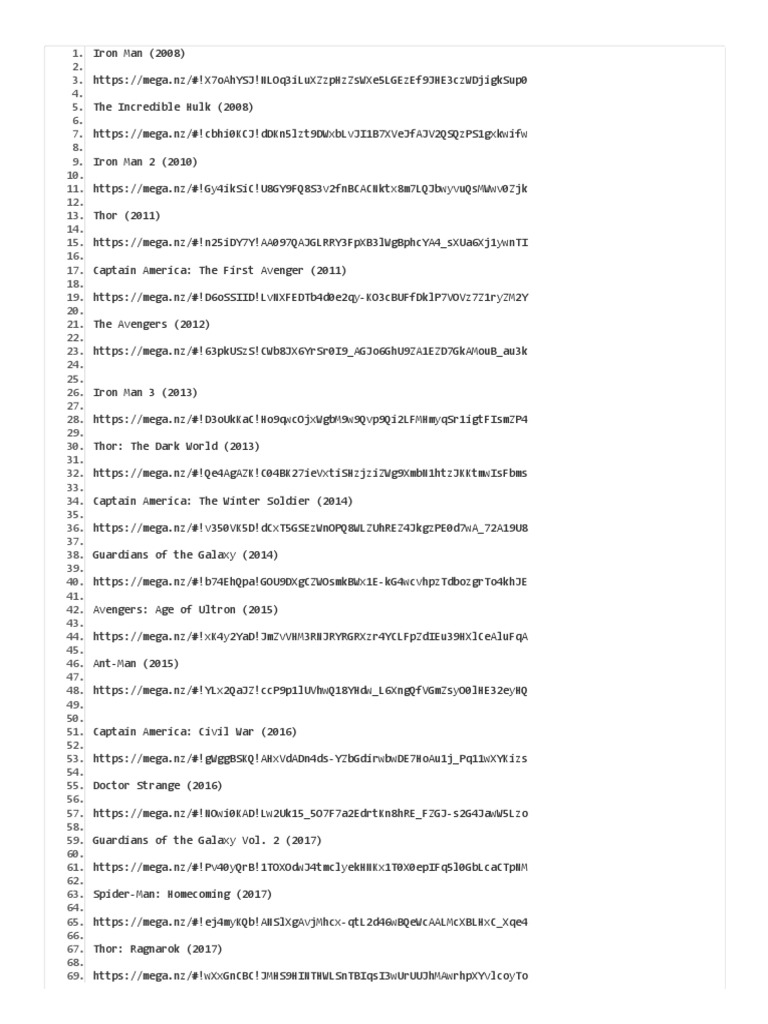 (MEGA) Marvel Cinematic Universe Films Collection (2008-2019 | PDF ...